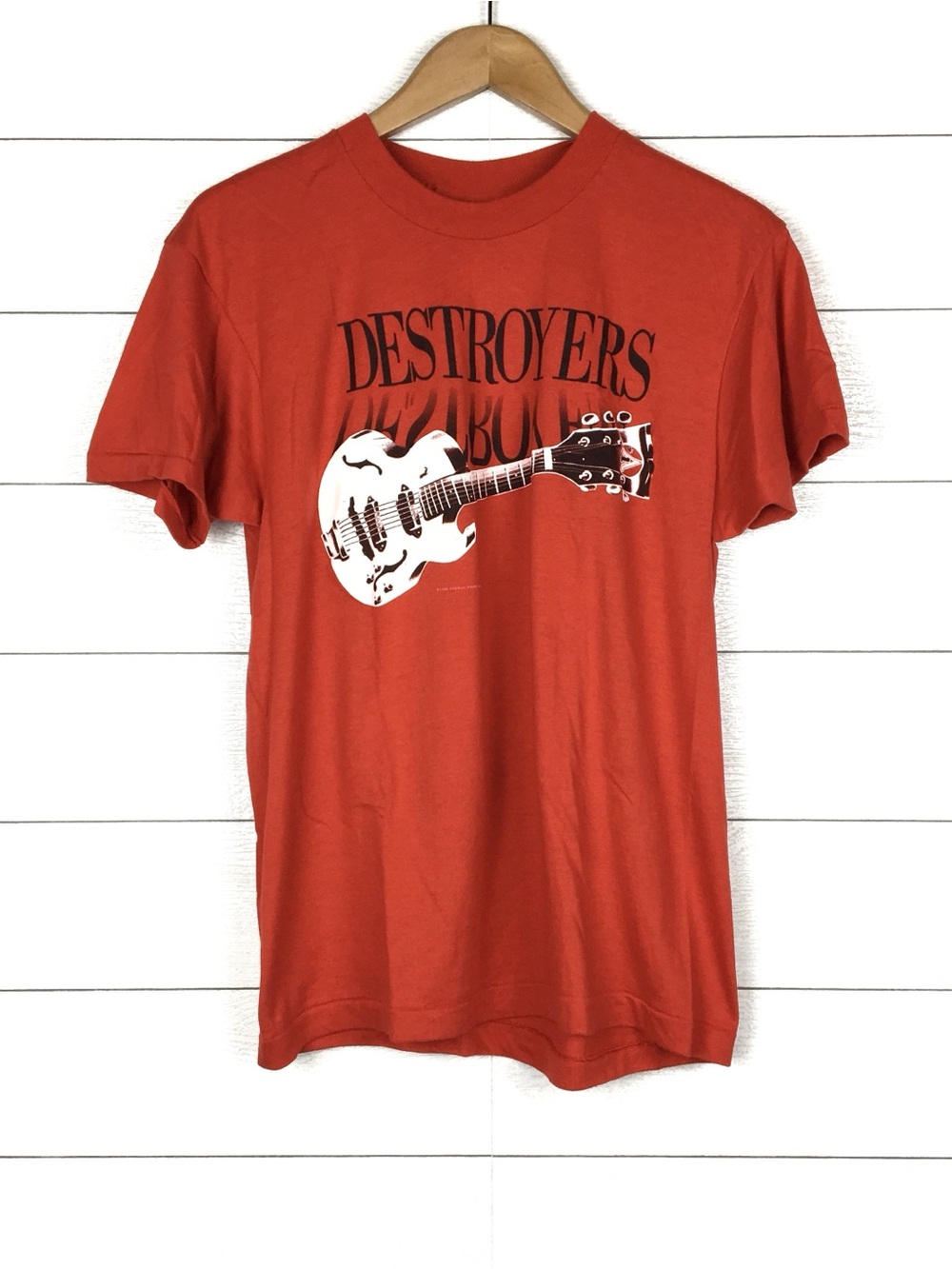 Vintage 1988 Destroyers Band Tee Tshirt Red Screen Stars Single Stitch Large